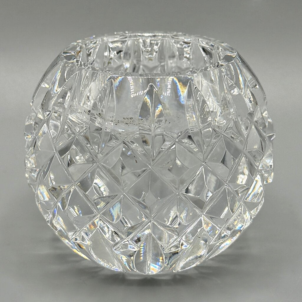 Vintage Waterford Crystal Votive Candle Holder Round Diamond Cut Gothic Mark Made in Ireland /cb