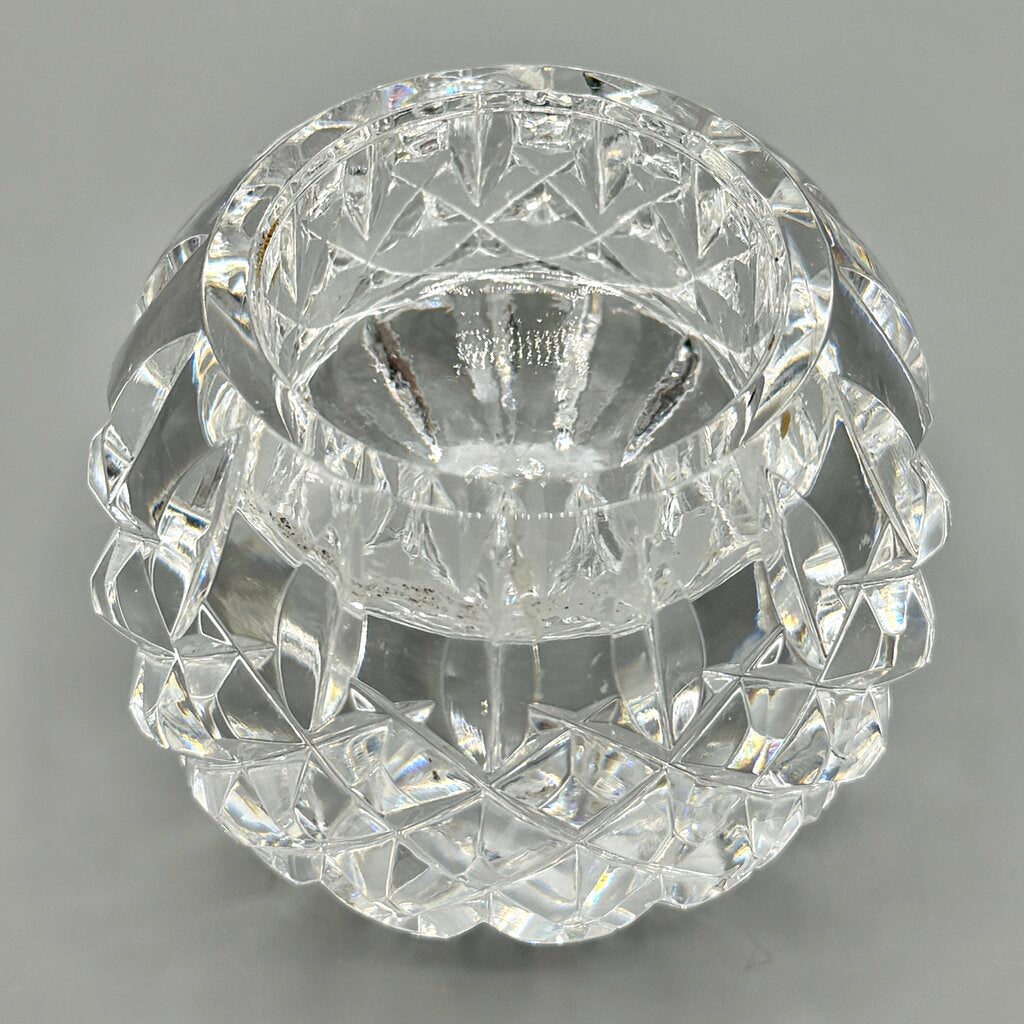 Vintage Waterford Crystal Votive Candle Holder Round Diamond Cut Gothic Mark Made in Ireland /cb