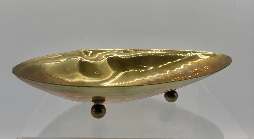 Vintage Brass Footed Clam Shell Trinket Dish /b