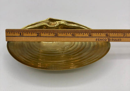 Vintage Brass Footed Clam Shell Trinket Dish /b