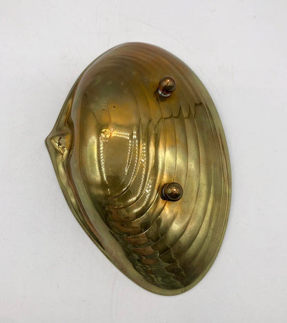 Vintage Brass Footed Clam Shell Trinket Dish /b