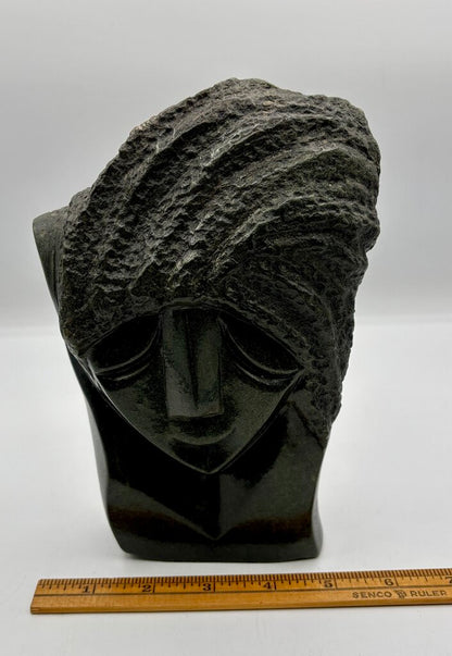 Carved Stone Sculpture Bust Signed Richard Kadzutu /j