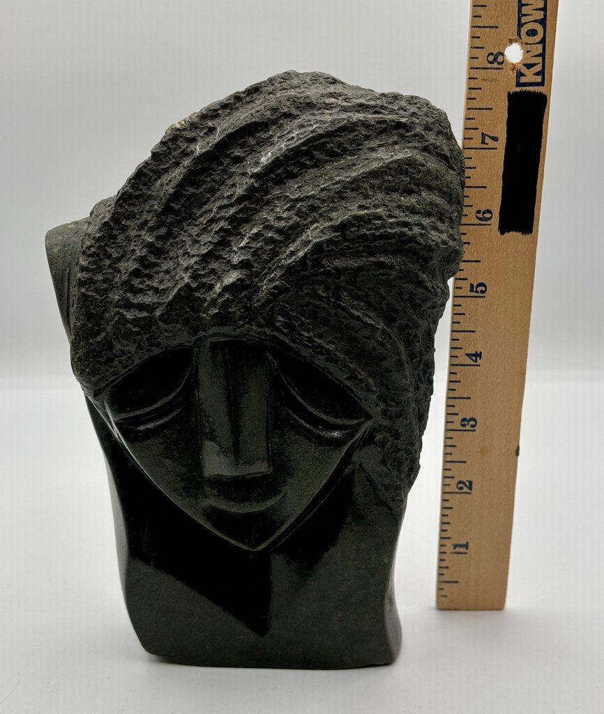 Carved Stone Sculpture Bust Signed Richard Kadzutu /j