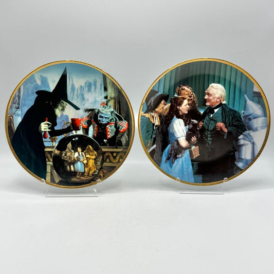 The Hamilton Collection The Wizard of Oz Motion Picture 50th Anniversary Limited Edition Collector Plates “The Witch Casts a Spell” and “The Great and Powerful Oz” 8 1/2” Set/2 /cb