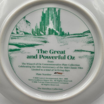 The Hamilton Collection The Wizard of Oz Motion Picture 50th Anniversary Limited Edition Collector Plates “The Witch Casts a Spell” and “The Great and Powerful Oz” 8 1/2” Set/2 /cb