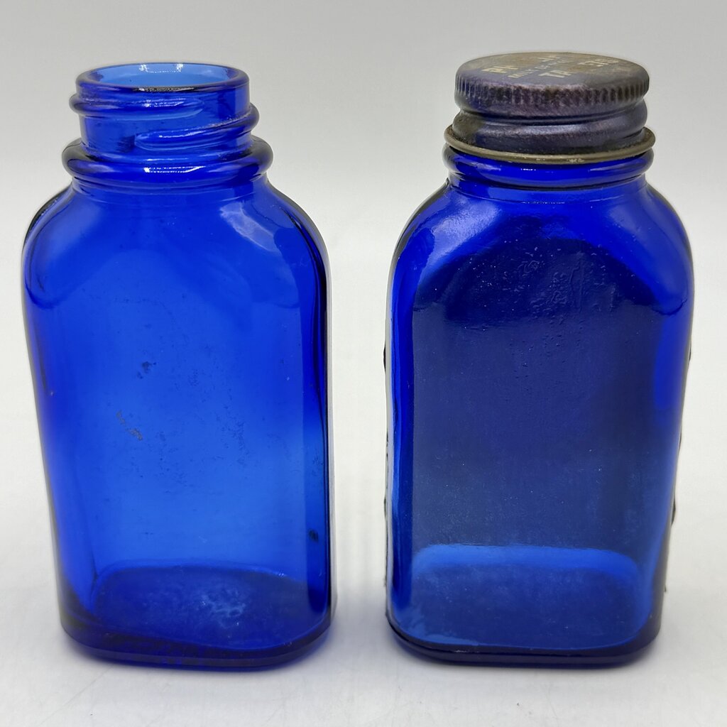 Lot of 4 Vintage Blue Glass Phillips’ Milk of Magnesia Bottles /cb