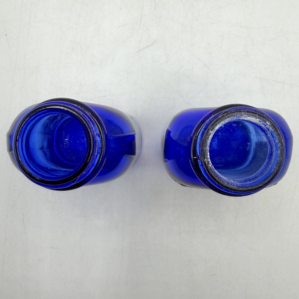 Lot of 4 Vintage Blue Glass Phillips’ Milk of Magnesia Bottles /cb