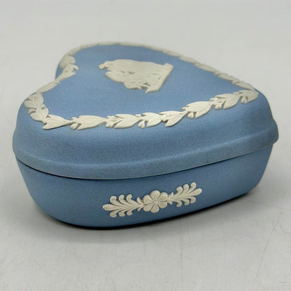 Vintage Heart Shaped Wedgwood Blue Jasperware Trinket Box /cb