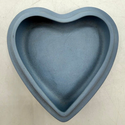 Vintage Heart Shaped Wedgwood Blue Jasperware Trinket Box /cb