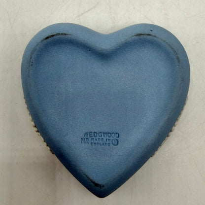 Vintage Heart Shaped Wedgwood Blue Jasperware Trinket Box /cb