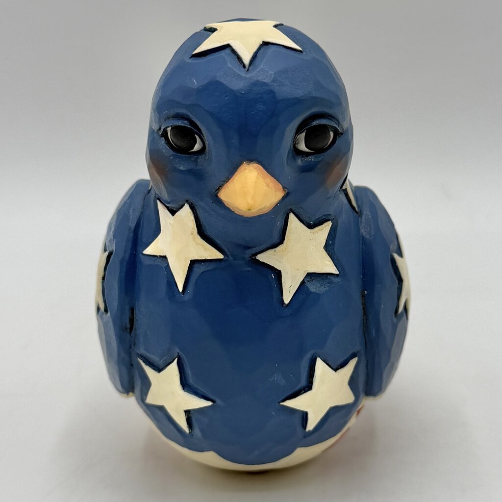 Jim Shore Heartwood Creek “Feathered In Freedom” Patriotic Red White & Blue Bird Figurine /cb
