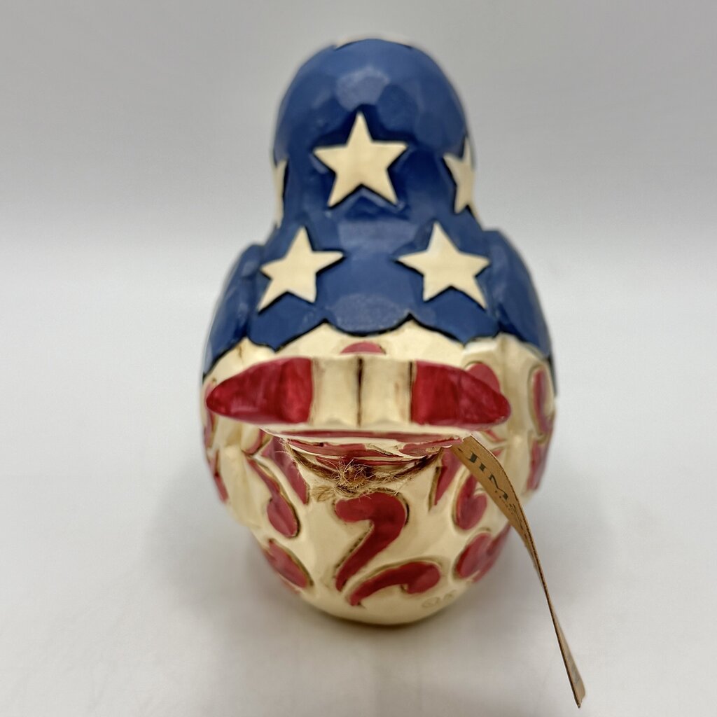Jim Shore Heartwood Creek “Feathered In Freedom” Patriotic Red White & Blue Bird Figurine /cb