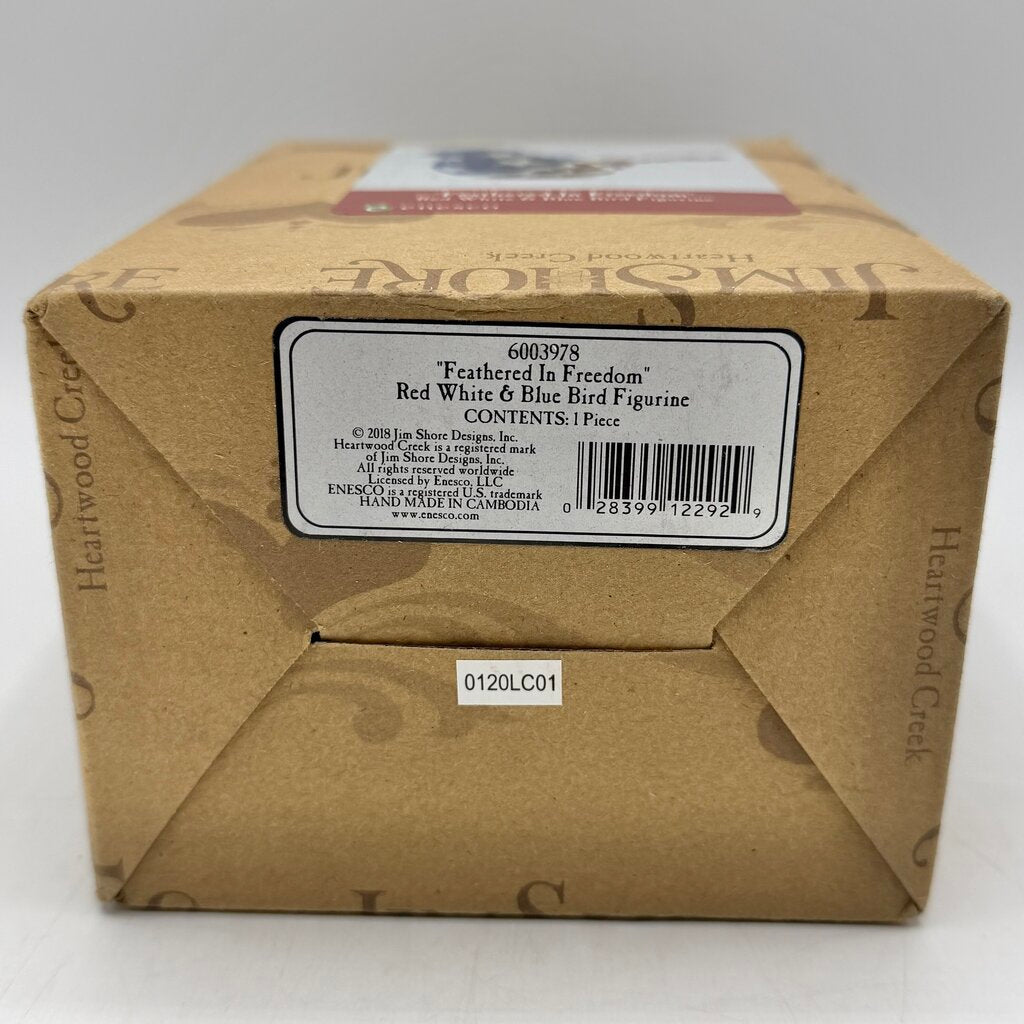 Jim Shore Heartwood Creek “Feathered In Freedom” Patriotic Red White & Blue Bird Figurine /cb