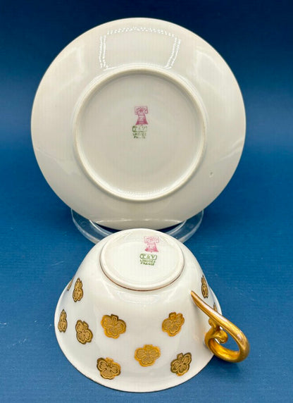 Vtg. Set of 4 Cups and Saucers V&T Limoges Gold Accents /j