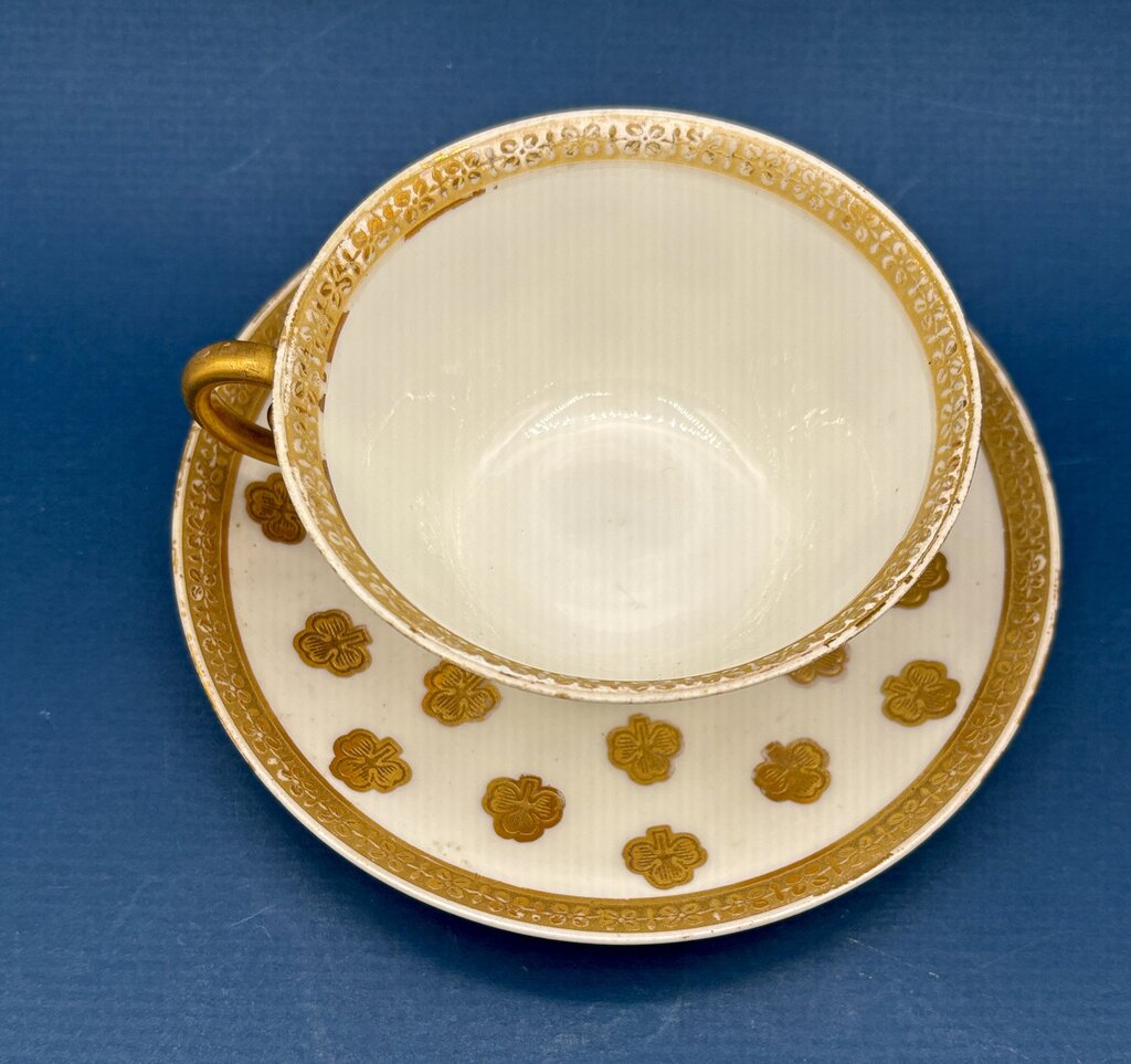Vtg. Set of 4 Cups and Saucers V&T Limoges Gold Accents /j