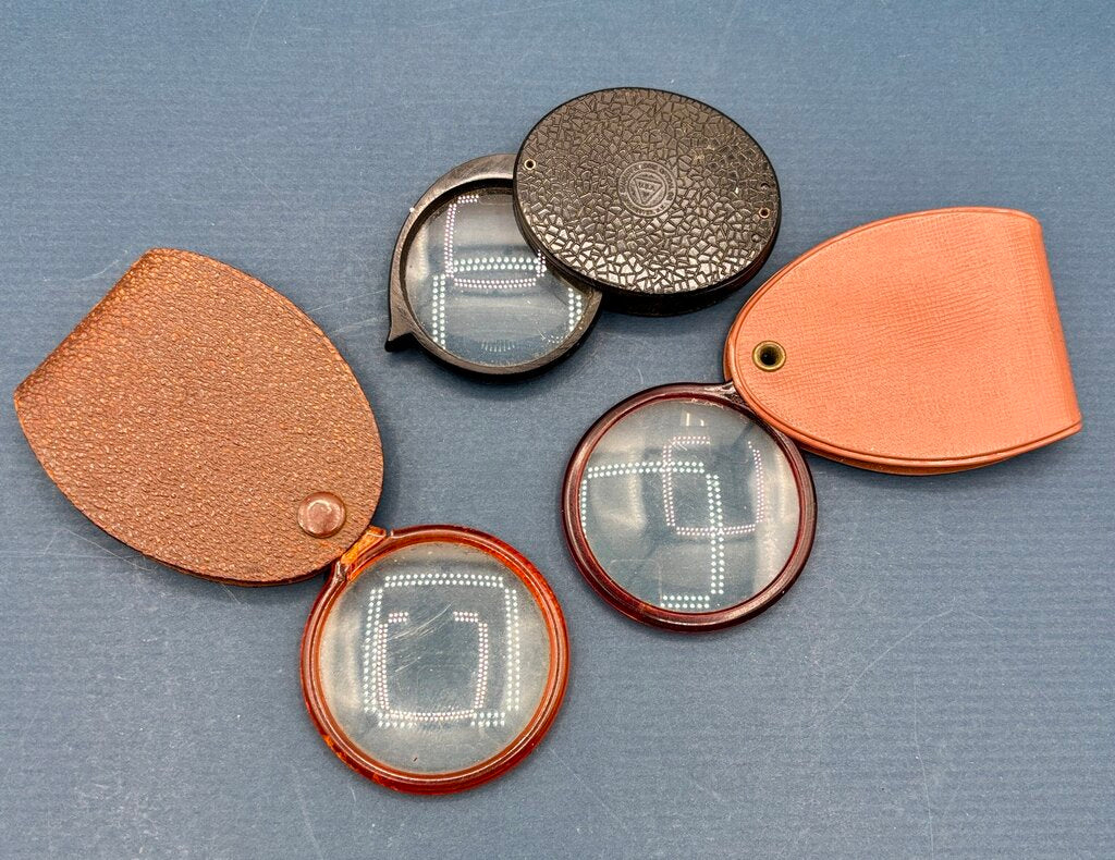 Set of 3 Folding Hand Held Magnifing Glass with Case /j