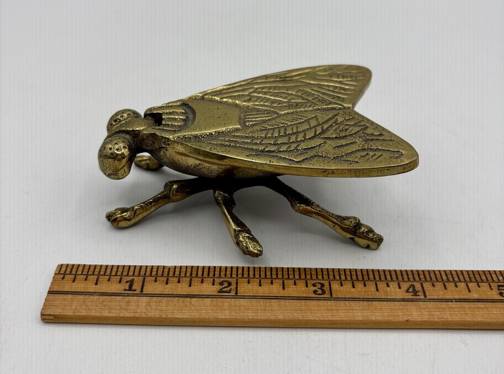 Vtg. Brass Fly Vesta Case/Trinket Box /j