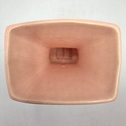 Vintage 1940s McCoy Pottery Pink Double Handled 8 Inch Vase Leaf Design /cb