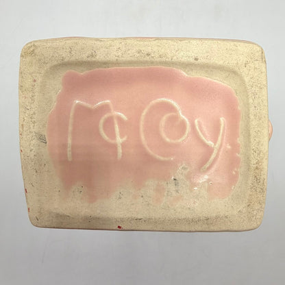 Vintage 1940s McCoy Pottery Pink Double Handled 8 Inch Vase Leaf Design /cb