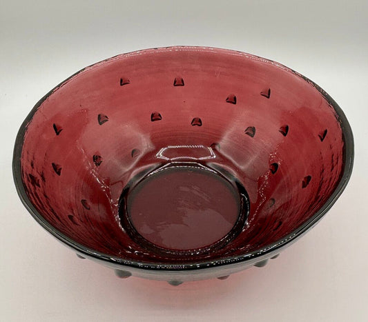 Vtg. Large Blenko Amethyst Bowl Glass Studded Brutalist 10 5/8” /j
