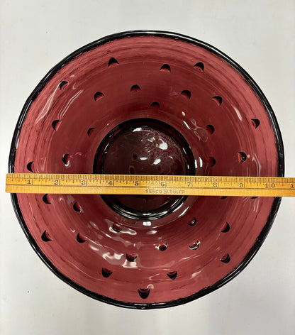 Vtg. Large Blenko Amethyst Bowl Glass Studded Brutalist 10 5/8” /j