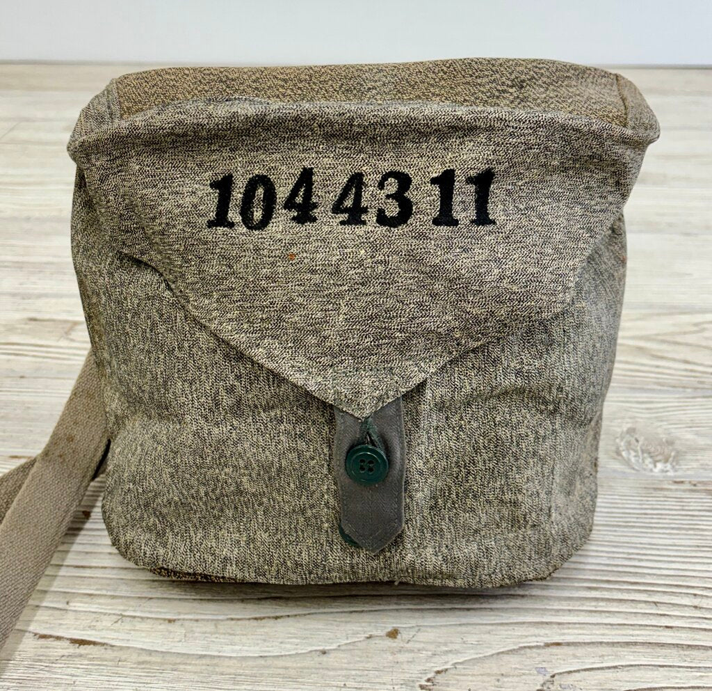 Vtg. Swiss/East German (?) Military Gas Mask Bag /j