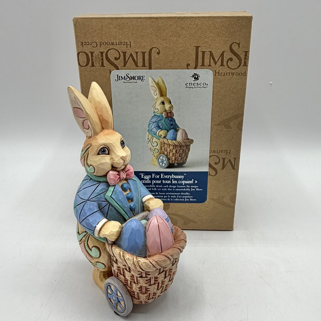 Jim Shore Heartwood Creek 2019 “Eggs For Everybunny” Pint Size Bunny Pushing Easter Egg Cart Figurine /cb