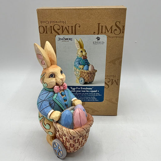 Jim Shore Heartwood Creek 2019 “Eggs For Everybunny” Pint Size Bunny Pushing Easter Egg Cart Figurine /cb
