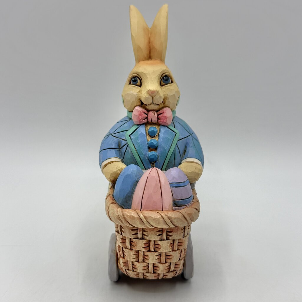 Jim Shore Heartwood Creek 2019 “Eggs For Everybunny” Pint Size Bunny Pushing Easter Egg Cart Figurine /cb