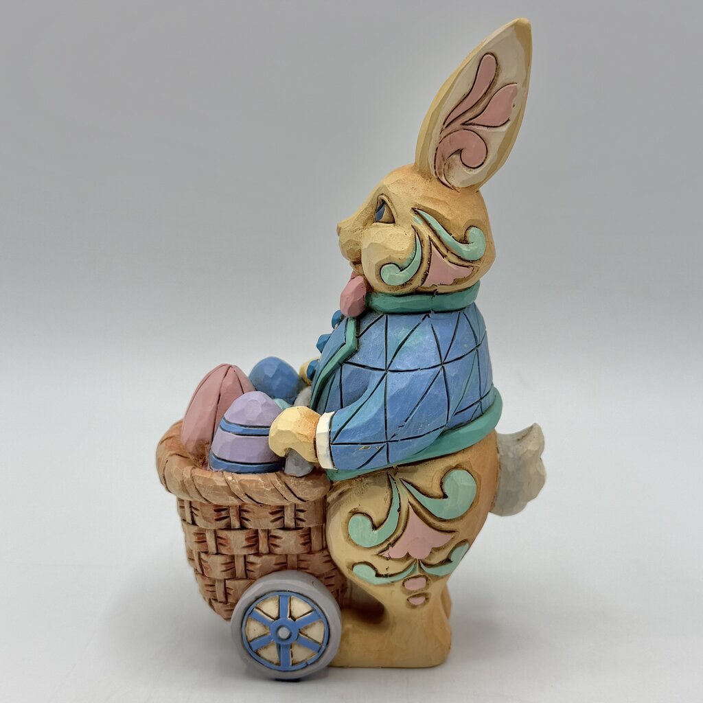 Jim Shore Heartwood Creek 2019 “Eggs For Everybunny” Pint Size Bunny Pushing Easter Egg Cart Figurine /cb