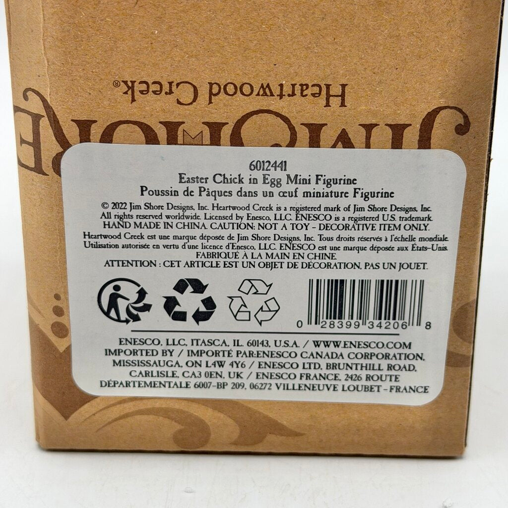 Enesco Jim Shore Heartwood Creek 2022 Easter Chick in Egg Mini Figurine /cb