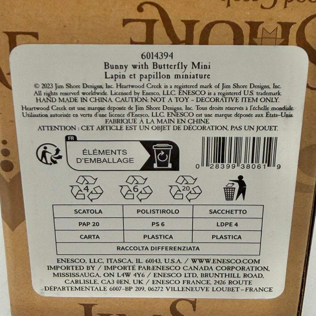 Enesco Jim Shore Heartwood Creek 2023 Mini Bunny with Butterfly Figurine /cb