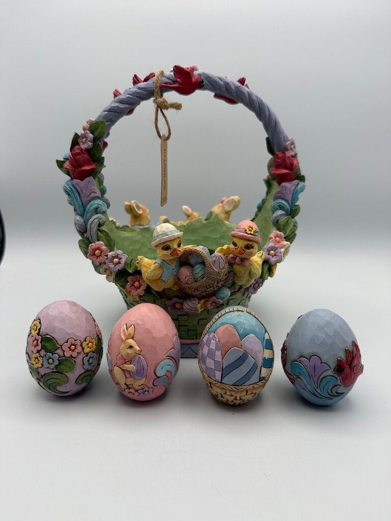 Jim Shore "Easter Cheer Found Here" 17th Annual Set Easter Basket #6008810 /rw