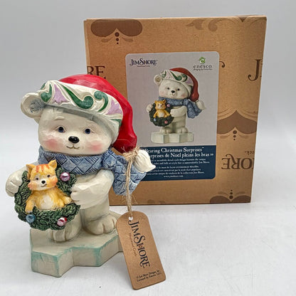 Enesco Jim Shore Heartwood Creek 2022 “Bearing Christmas Surprises” 6011484 Polar Bear with Wreath Pint Size Figurine /cb