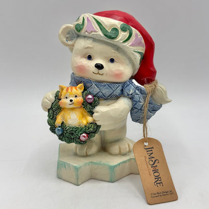 Enesco Jim Shore Heartwood Creek 2022 “Bearing Christmas Surprises” 6011484 Polar Bear with Wreath Pint Size Figurine /cb