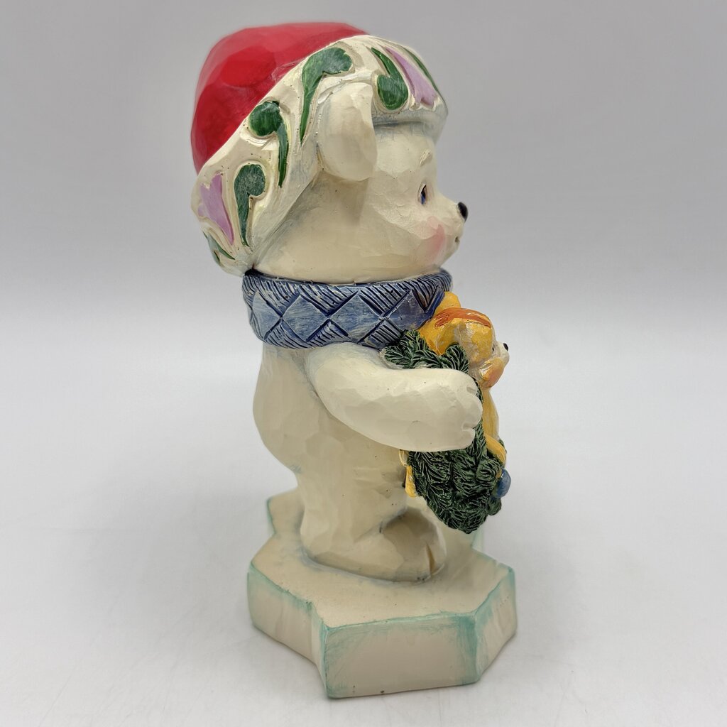 Enesco Jim Shore Heartwood Creek 2022 “Bearing Christmas Surprises” 6011484 Polar Bear with Wreath Pint Size Figurine /cb