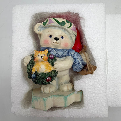 Enesco Jim Shore Heartwood Creek 2022 “Bearing Christmas Surprises” 6011484 Polar Bear with Wreath Pint Size Figurine /cb