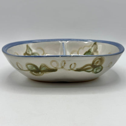 Louisville Stoneware Vintage Blue Grapes Divided Dish Made in Kentucky USA /cb