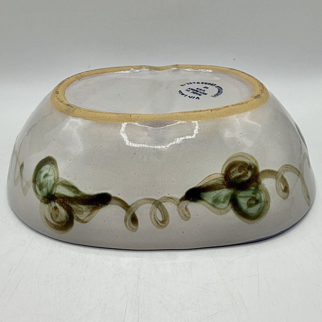 Louisville Stoneware Vintage Blue Grapes Divided Dish Made in Kentucky USA /cb