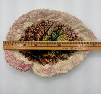 Antique Majolica Begonia Leaf Dish Unmarked /j