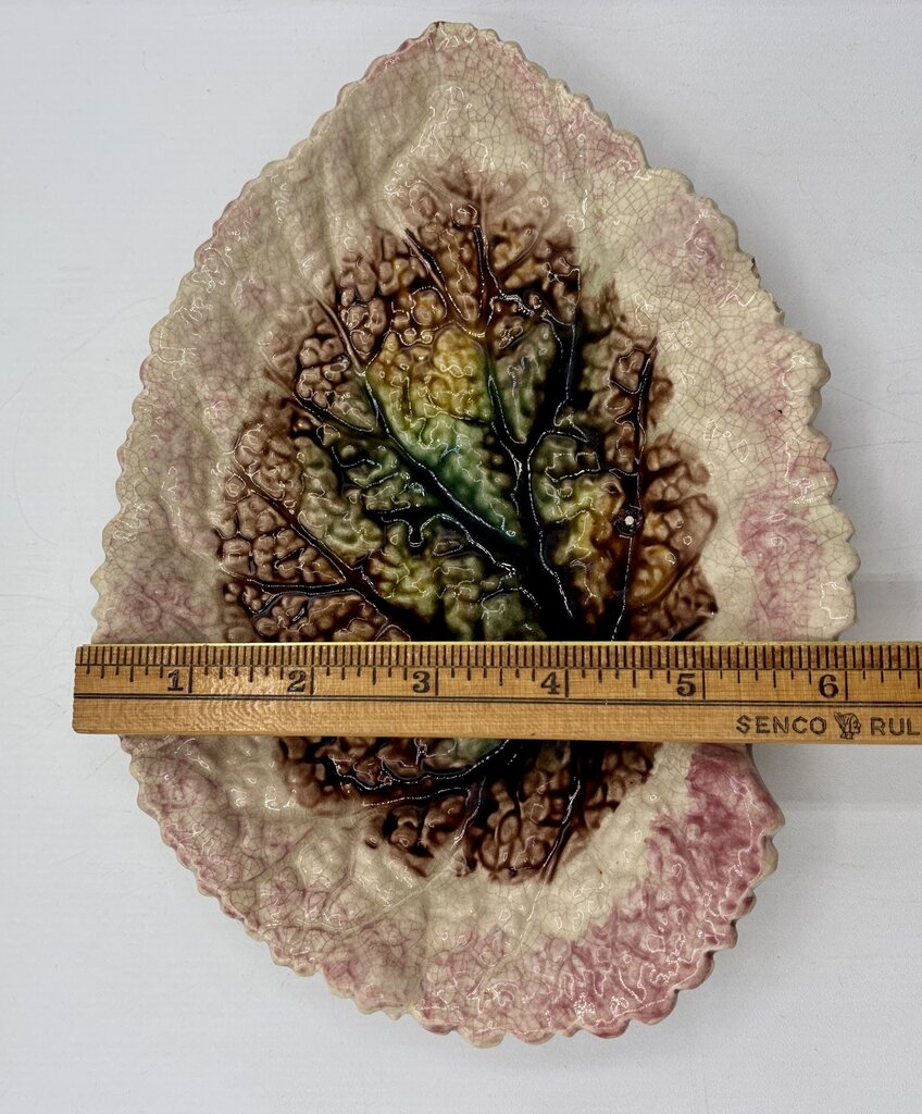 Antique Majolica Begonia Leaf Dish Unmarked /j