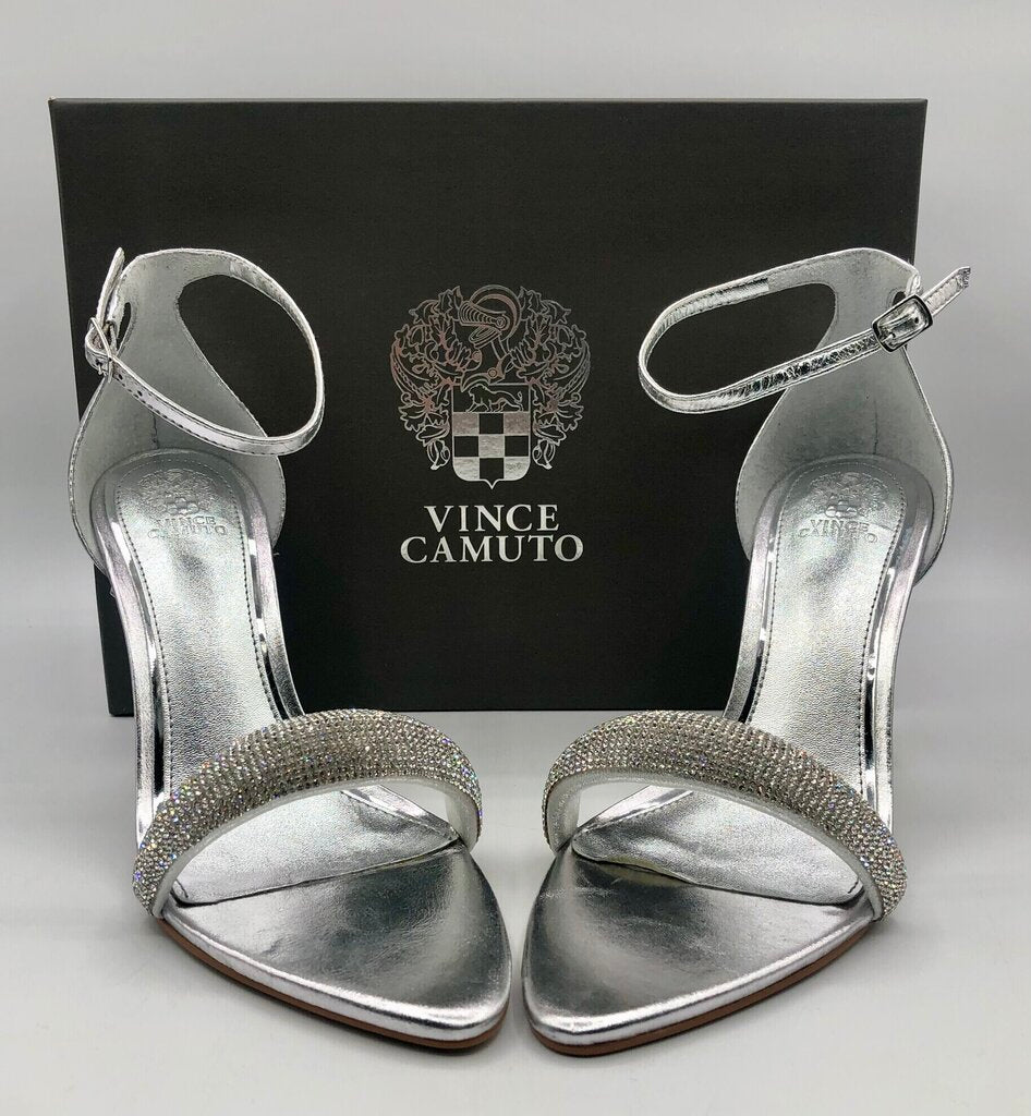Vince Camuto AYLEN Silver & Jeweled Heel Sandals /b