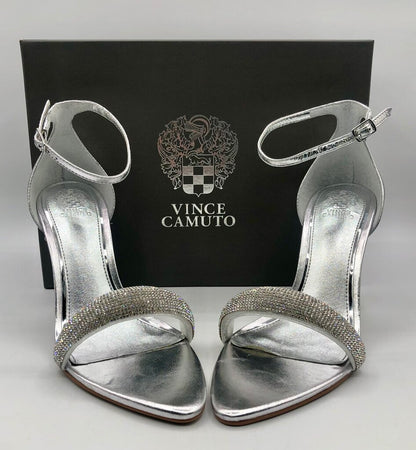 Vince Camuto AYLEN Silver & Jeweled Heel Sandals /b