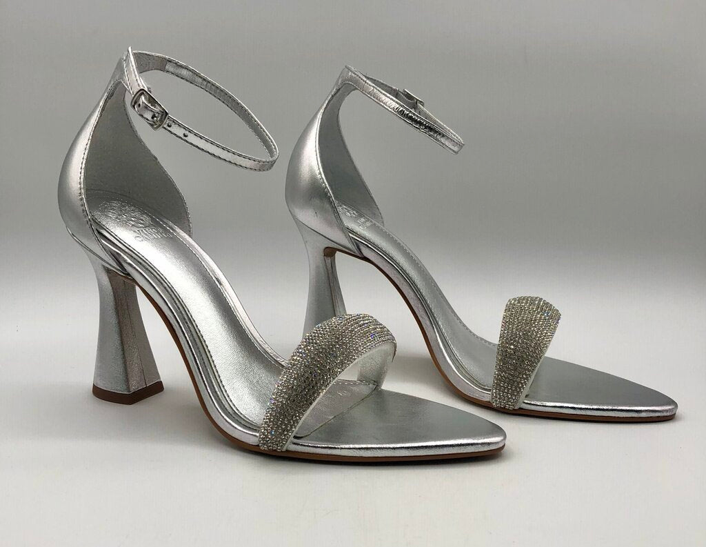 Vince Camuto AYLEN Silver & Jeweled Heel Sandals /b