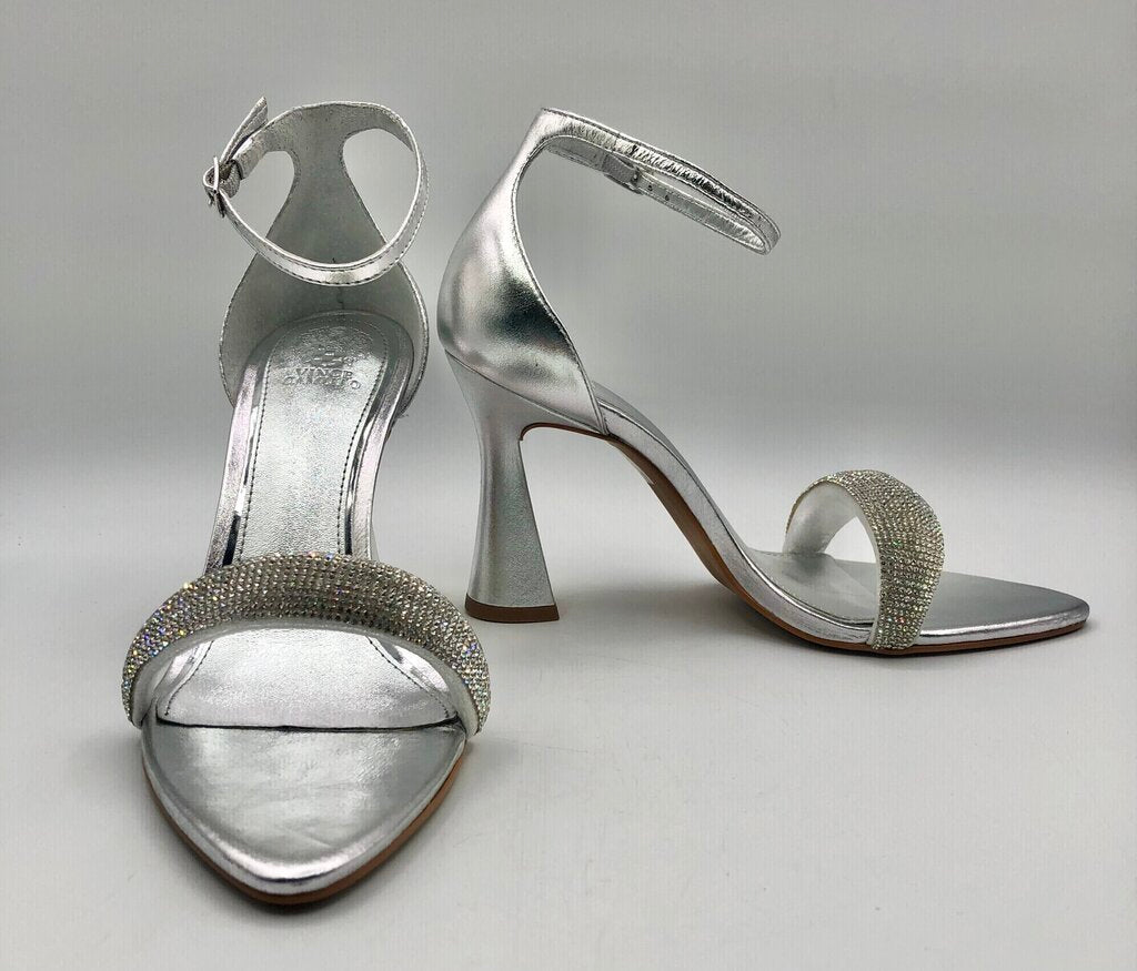 Vince Camuto AYLEN Silver & Jeweled Heel Sandals /b