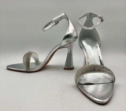 Vince Camuto AYLEN Silver & Jeweled Heel Sandals /b