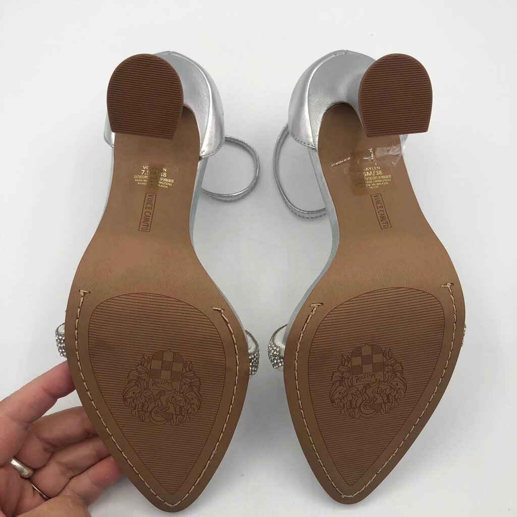 Vince Camuto AYLEN Silver & Jeweled Heel Sandals /b