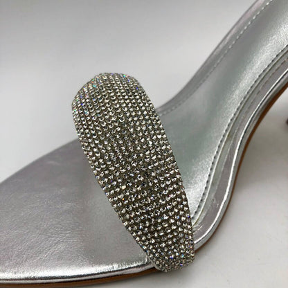 Vince Camuto AYLEN Silver & Jeweled Heel Sandals /b