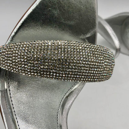 Vince Camuto AYLEN Silver & Jeweled Heel Sandals /b