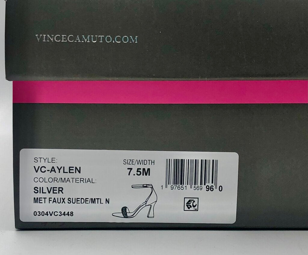 Vince Camuto AYLEN Silver & Jeweled Heel Sandals /b